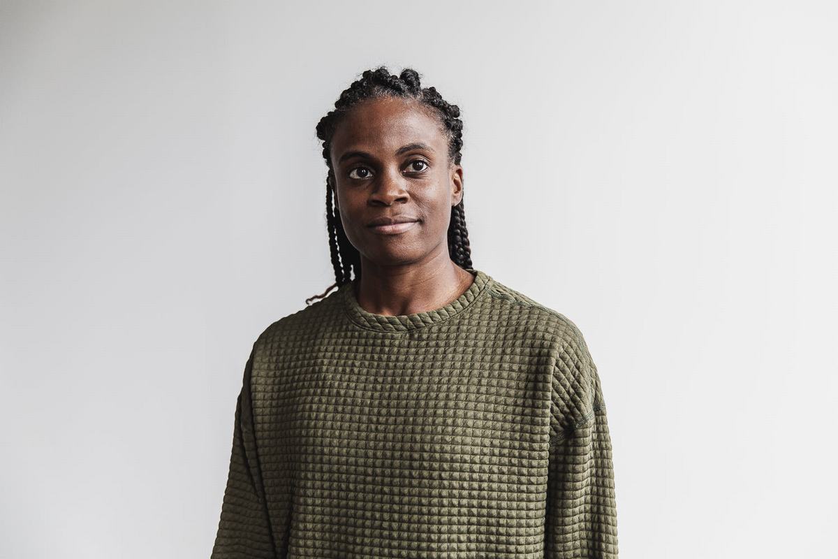 Nobull Quilted Crew Women's Pullover Green | Australia (ZA1520)